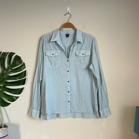 Patagonia Women's Cotton Hemp Striped Button Down Shirt - Picture 1 of 10
